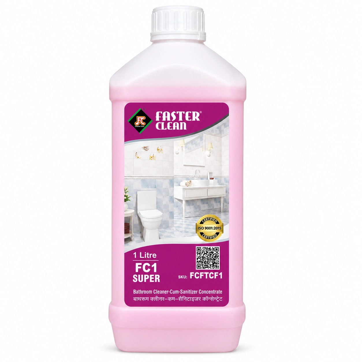 Faster Clean FC1 Super 1 Litre Bathroom Cleaner Cum Sanitizer Concentrate